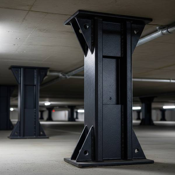 Fabrication de pièces de supportage pour parking souterrain avec finition thermolaquée à Lyon